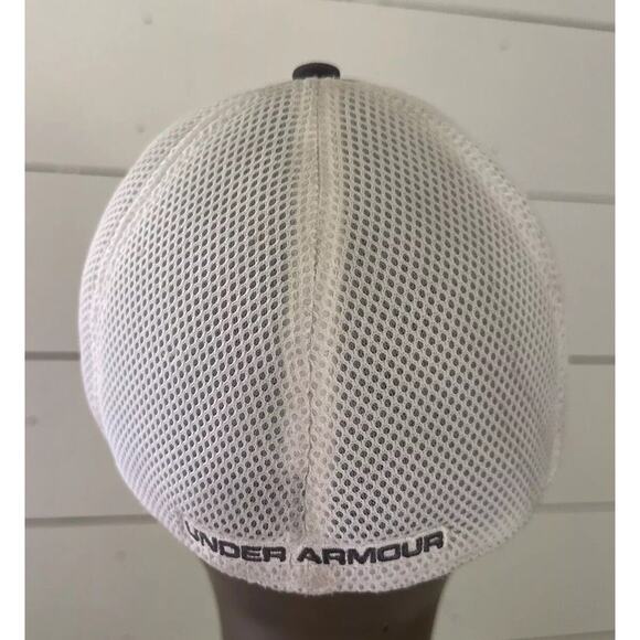 Under Armour Golf Hat Adult Fitted Flex Fit Gray White Mesh Baseball Cap M/L - Picture 3 of 7